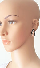 Load image into Gallery viewer, Leaf Stud Rhinestone Earrings Black Gold - Urban Flair USA