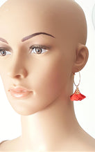 Load image into Gallery viewer, Fashion Earrings Floral Orange Flower Tassel Gold Hoop Earrings by UrbanFlair - Urban Flair USA