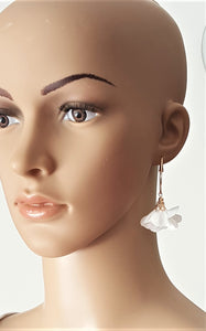 Fashion Earrings Floral White Flower Tassel Gold Hoop Earrings by UrbanFlair - Urban Flair USA