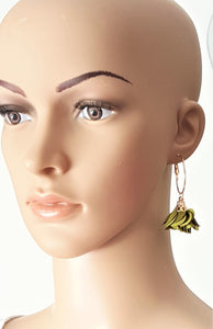 Fashion Earrings Floral Green Flower Tassel Gold Hoop Earrings by UrbanFlair - Urban Flair USA