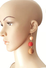 Load image into Gallery viewer, Bon Bon Earrings Triple Tier Drop, Brown Red Light Orange Les Bon Bon, Boho Chic Designer Jewelry,Statement Earring, Gift for Her - Urban Flair USA