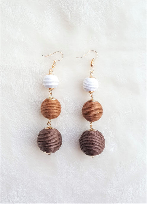 Bon Bon Earrings Brown White Triple Tier Drop, Les Bon Bon, Boho Chic Designer Jewelry,Statement Earring, Gift for Her - Urban Flair USA