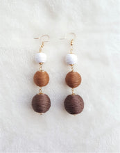 Load image into Gallery viewer, Bon Bon Earrings Brown White Triple Tier Drop, Les Bon Bon, Boho Chic Designer Jewelry,Statement Earring, Gift for Her - Urban Flair USA