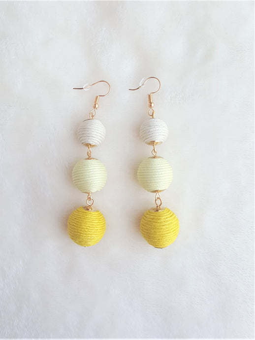 Bon Bon Earrings Yellow Cream Triple Tier Drop, Les Bon Bon, Boho Chic Designer Jewelry,Statement Earring, Gift for Her - Urban Flair USA