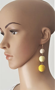 Bon Bon Earrings Yellow Cream Triple Tier Drop, Les Bon Bon, Boho Chic Designer Jewelry,Statement Earring, Gift for Her - Urban Flair USA