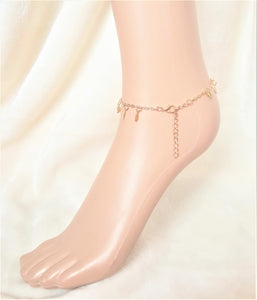 Anklet, Gold Chain Anklet with Leaf Charms - Urban Flair USA
