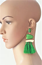 Load image into Gallery viewer, Thread Tassel Earrings Crystal Boho Dangle Earring, Long Statement Earrings. Bohemian Jewelry - Urban Flair USA