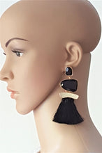 Load image into Gallery viewer, Thread Tassel Earrings Crystal Boho Dangle Earring, Long Statement Earrings. Bohemian Jewelry - Urban Flair USA
