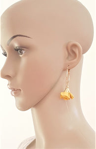 Fashion Earrings Floral Yellow Flower Tassel Gold Hoop Earrings by UrbanFlair - Urban Flair USA