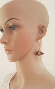 Fashion Earrings Floral Brown Flower Tassel Gold Hoop Earrings by UrbanFlair - Urban Flair USA