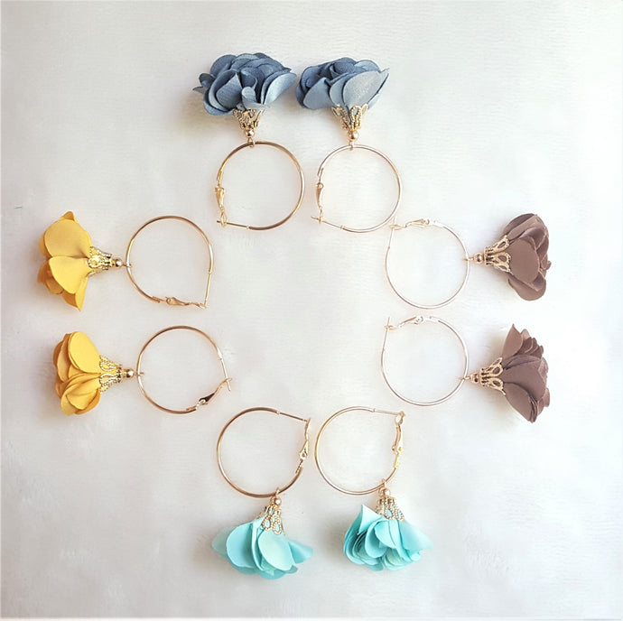 Fashion Earrings Floral, Flower Tassel Gold Hoop Earrings by UrbanFlair - Urban Flair USA