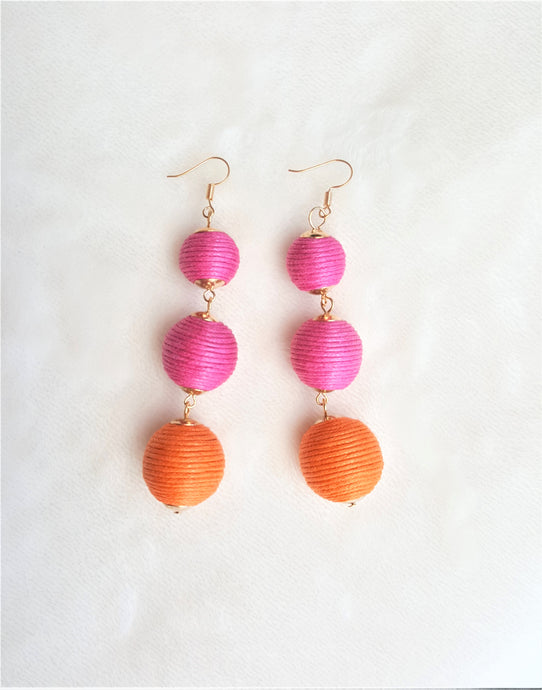Bon Bon Earrings Ball Triple Tier Drop Dangle Earring,Boho Chic Designer, Beach Jewelry Earrings, Statement Earring, Gift for H - Urban Flair USA