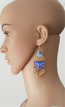 Load image into Gallery viewer, Fashion Earrings Blue Beaded Fringe Enamel Dangle Drop Earrings - Urban Flair USA