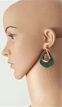 Load image into Gallery viewer, Fashion Earrings Wood Vintage Style Plywood Green Gold - Urban Flair USA