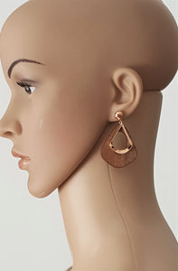 Fashion Earrings Wood Vintage Style Plywood Brown Gold - Urban Flair USA