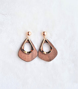 Fashion Earrings Wood Vintage Style Plywood Brown Gold - Urban Flair USA