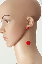 Load image into Gallery viewer, Velvet Red Bon Bon Ball Drop Ear Jacket Earrings, Gold Red Ball Les bon bon, Statement Earrings - Urban Flair USA