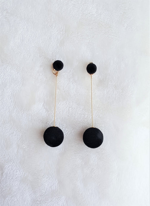 Velvet Bon Bon Black Ball Drop Ear Jacket Earrings, Black Gold Ball Les bon bon, Statement Earrings - Urban Flair USA