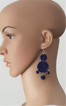 Load image into Gallery viewer, Beaded Drop Earrings Navy Blue, Seed Beaded Disc Drop Earrings, Statement Earrings - Urban Flair USA