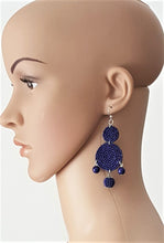 Load image into Gallery viewer, Beaded Drop Earrings Navy Blue, Seed Beaded Disc Drop Earrings, Statement Earrings - Urban Flair USA