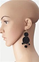 Load image into Gallery viewer, Beaded Drop Earrings Black, Seed Beaded Disc Drop Earrings, Statement Earrings - Urban Flair USA