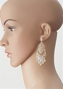 Fashion Earrings Crystal Rhinestone Gold - Urban Flair USA