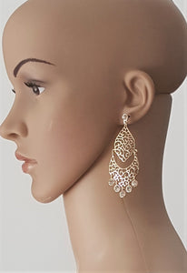 Fashion Earrings Crystal Rhinestone Gold - Urban Flair USA