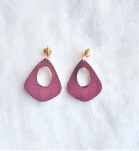 Load image into Gallery viewer, Fashion Earrings Wood Vintage Style Plywood Burgundy Gold - Urban Flair USA