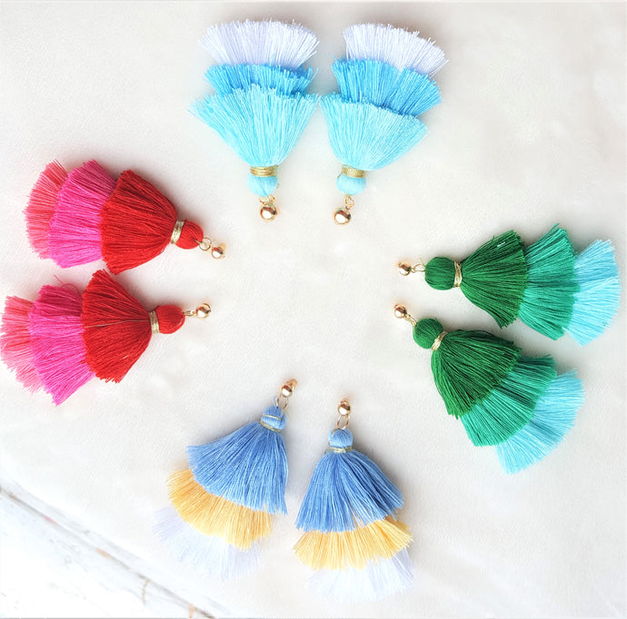 Earrings Layered Tassel Gold tone Stud Chic Fashion Earring, Beach Earrings, Statement Earring - Urban Flair USA