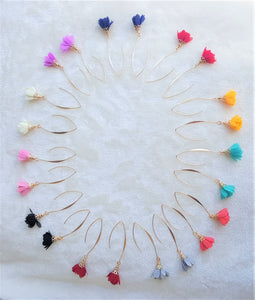 Fashion Earrings Floral, Flower Tassel Gold Long Open Hoop Earrings by UrbanFlair - Urban Flair USA
