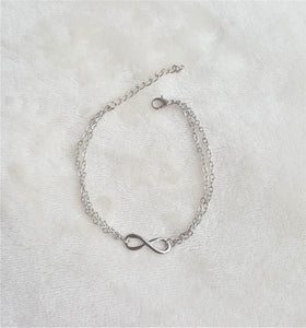Charm Anklet Infinity Double Layered Chain Silver Barefoot Beach Jewelry - Urban Flair USA