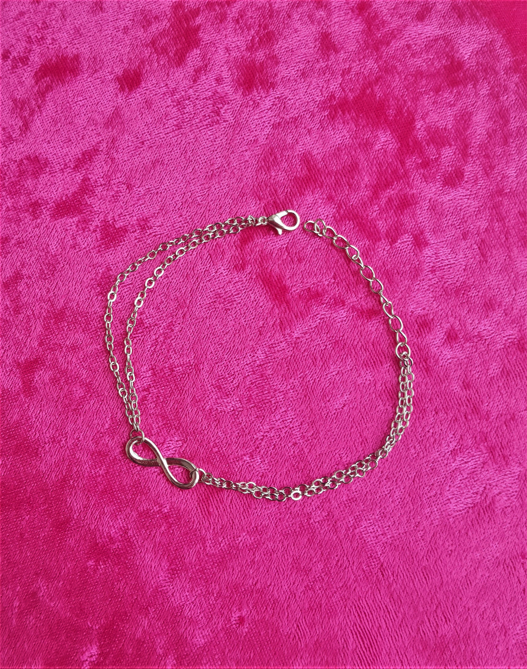 Charm Anklet Infinity Double Layered Chain Silver Barefoot Beach Jewelry - Urban Flair USA