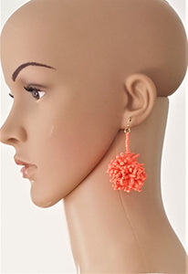 Orange Beaded Earrings Cluster Fringe - Urban Flair USA