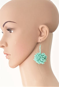 Beaded Earrings Mint Green Cluster Fringe Earrings - Urban Flair USA