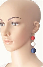 Load image into Gallery viewer, Earrings Dangle Bon Bon Earrings Red White Blue Triple Tier Drop, Les Bon Bon, Statement Earring, Gift for Her - Urban Flair USA