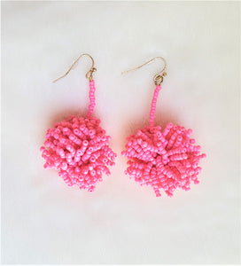 Pink Beaded Earrings Clustered Fringe Earrings - Urban Flair USA
