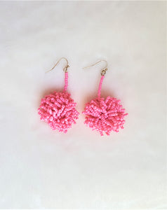 Pink Beaded Earrings Clustered Fringe Earrings - Urban Flair USA