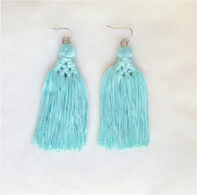 Load image into Gallery viewer, Earrings Thread Tassel Knotted Woven Green Coral, Boho, Beach Earrings, Chic Fashion, Statement Earring, Gifts for Her - Urban Flair USA