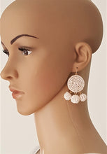 Load image into Gallery viewer, Pearl White Beaded Bon Bon Disc Drop Earrings - Urban Flair USA