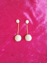 Load image into Gallery viewer, Beaded Pearl White Bon Bon Ball Drop Earrings on White Threaded Stud - Urban Flair USA