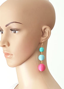 Les Bon Bon Earrings Triple Tier Drop Earrings, Fushia, Blue, Sea Green Boho Chic Designer Jewelry Earrings,Statement Earring, Gift for Her - Urban Flair USA