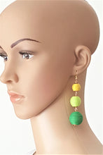 Load image into Gallery viewer, Les Bon Bon Earrings Triple Tier Drop Earrings, Yellow, Lime Green, Green Boho Chic Designer Jewelry Earrings,Statement Earring,Gift for Her - Urban Flair USA