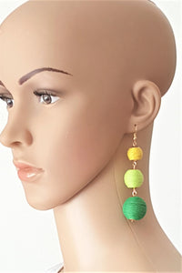 Les Bon Bon Earrings Triple Tier Drop Earrings, Yellow, Lime Green, Green Boho Chic Designer Jewelry Earrings,Statement Earring,Gift for Her - Urban Flair USA