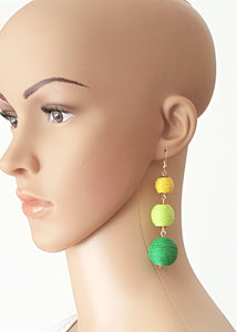 Les Bon Bon Earrings Triple Tier Drop Earrings, Yellow, Lime Green, Green Boho Chic Designer Jewelry Earrings,Statement Earring,Gift for Her - Urban Flair USA