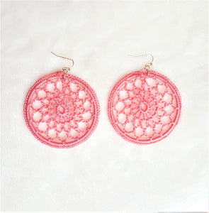 Crochet Earrings Hooped Round Coral Ethnic Statement Earrings - Urban Flair USA