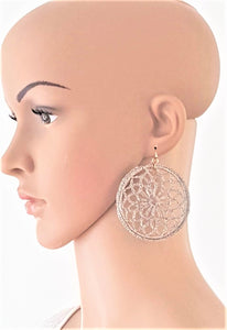 Crochet Earrings Hooped Round Gray Ethnic Statement Earrings - Urban Flair USA