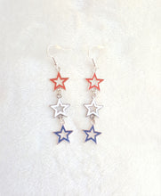 Load image into Gallery viewer, 4th of July Earrings Dangle Red White Blue Earrings - Urban Flair USA