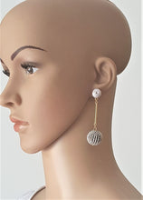 Load image into Gallery viewer, Beaded Bon Bon Ball Drop Earrings Silver Gray on Silk Threaded Stud - Urban Flair USA
