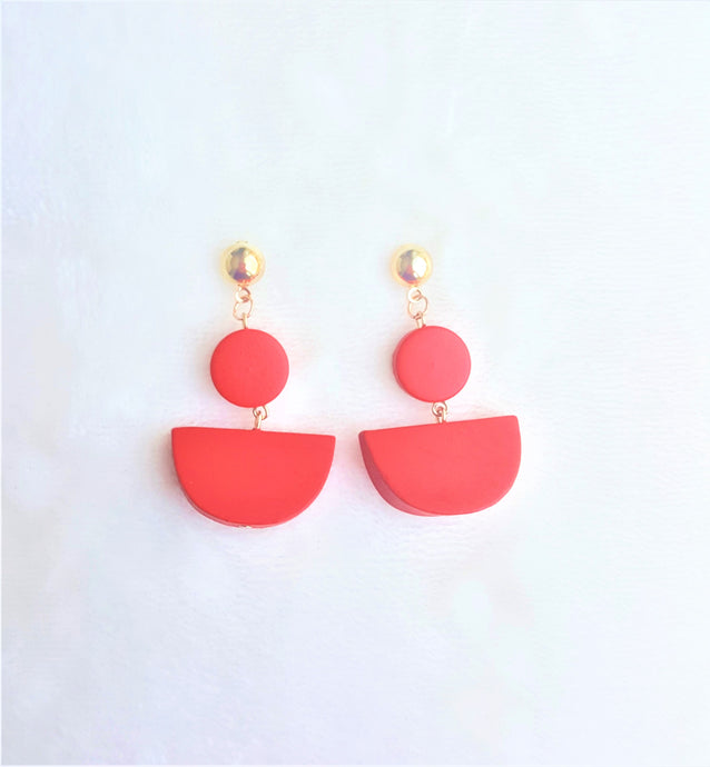 Fashion Wood Earrings Red Gold, Wooden Dangle Drop Earrings - Urban Flair USA