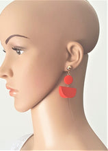 Load image into Gallery viewer, Fashion Wood Earrings Red Gold, Wooden Dangle Drop Earrings - Urban Flair USA